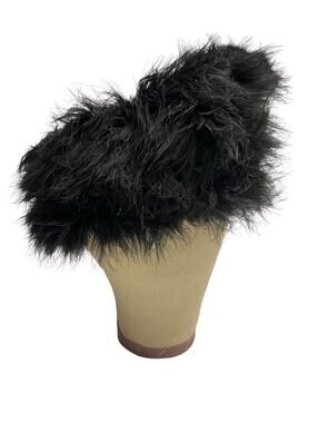 Vintage Miss Eileen Black Wool Felt & Fur Pillbox 1950s Cocktail Hat